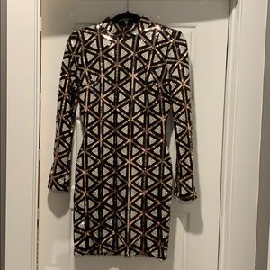 Rose gold long sleeve sequence dress